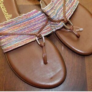 Toscanella Woven Gold Metallic Thong Sandals Size 10. NWT